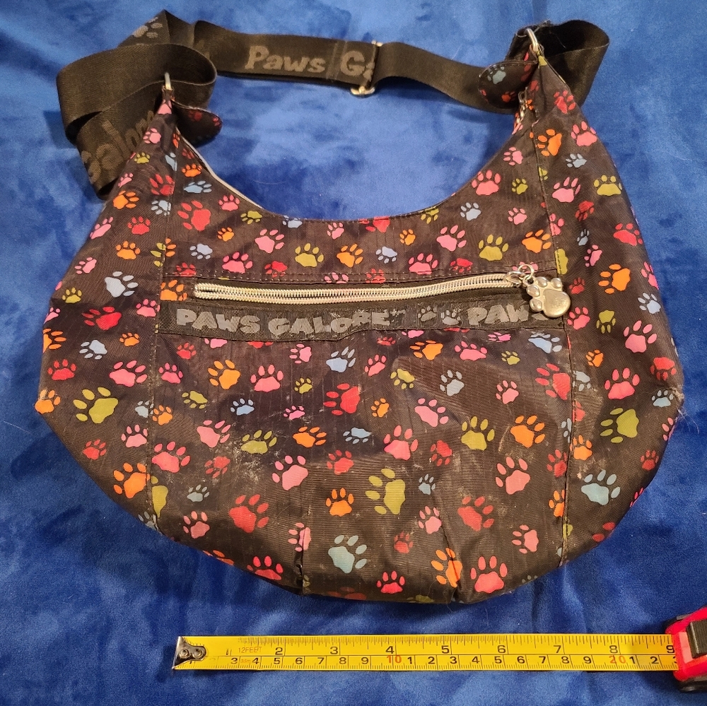 Cute nylon paw print hobo bag